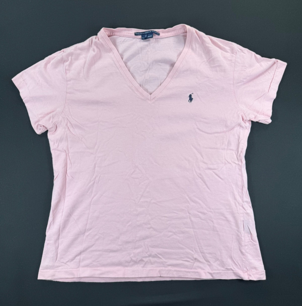 Ralph Lauren Sport Light Pink V Neck Sleeve Shirt (Women's Medium)